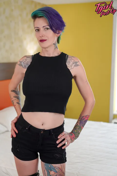 Slim Trans MILF Bares Her Body and Toys Her Asshole with a Dildo – photo 1 of 16