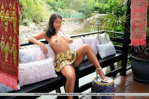 Asian Brunette in a Bikini Spreads Her Legs on the Balcony – photo 6 of 18