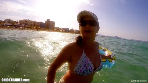Britney Swallows: Brunette PAWG in Glasses Poses Topless at the Beach – photo 18 of 20