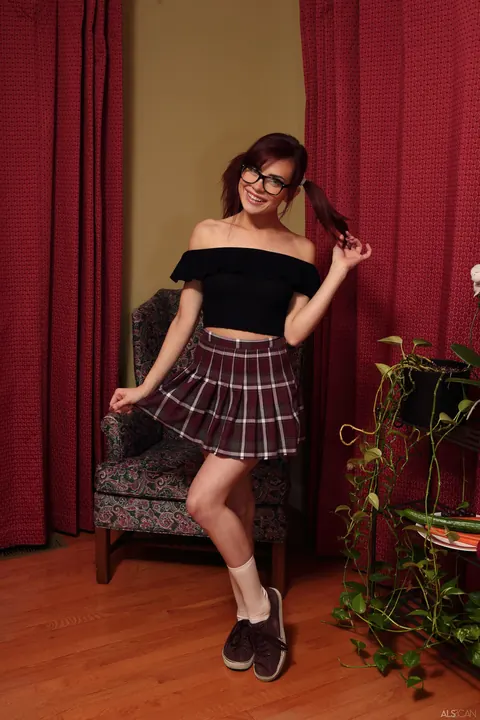 Sabina Rouge: PAWG Redhead in a Skirt Masturbates with a Cucumber – photo 1 of 21