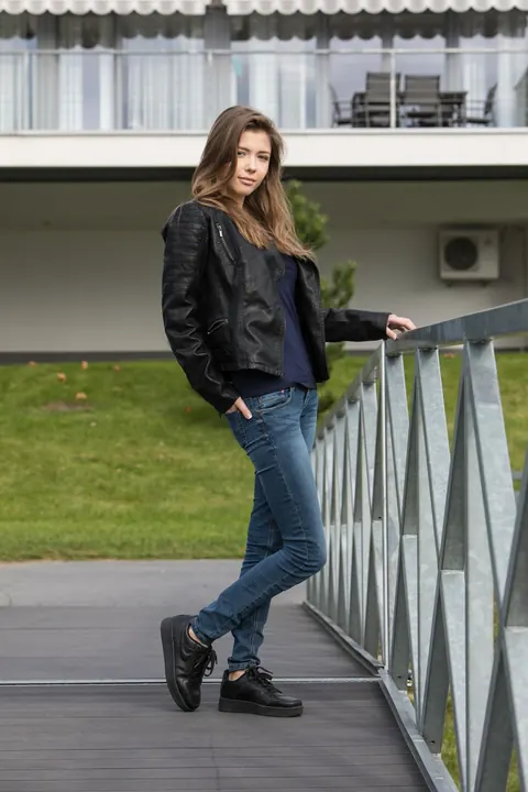 Mila Azul: Busty Brunette Strips Out of Her Jeans Outdoors – photo 1 of 20