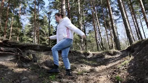 Katy Dee: Busty European Brunette in Jeans Spreads and Pees in Woods – photo 2 of 15
