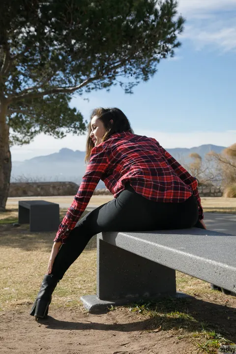 Alejandra Cobos: Petite Latina Brunette Shows Off Her Slim Figure in a Tight Top Outdoors – photo 5 of 12