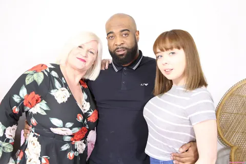 Cherry English: Busty British MILF in Stockings Sucks Black Cock in a Threesome – photo 6 of 20