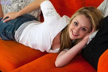 Blonde PAWG Strips Naked and Bends Over Spreading Wide