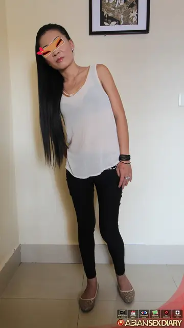 Slim Asian Babe in Jeans Strips for Anal and a Cumshot on Hairy Pussy