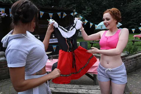 Ella Hughes: Thick Redhead Fucks Outdoors in a Skirt and Panties – photo 1 of 21