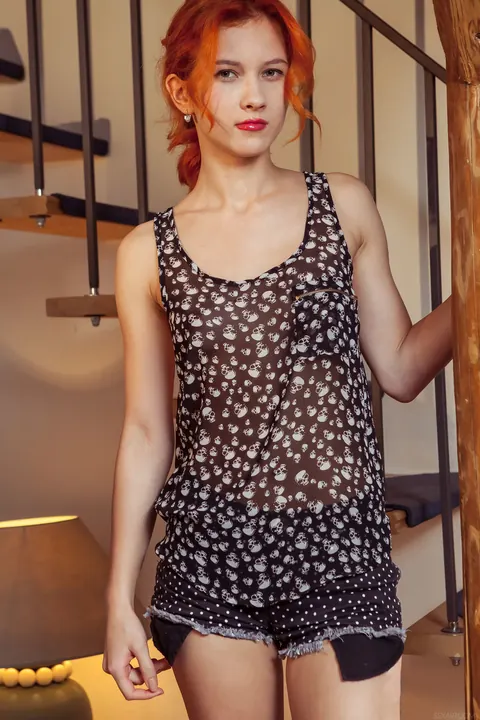 Redhead with Short Hair Spreads Her Pussy Wide Open – photo 2 of 21