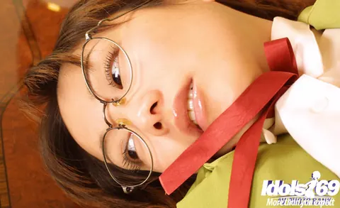 Japanese Woman in Uniform and Glasses Bares Her Breasts Outdoors – photo 11 of 14