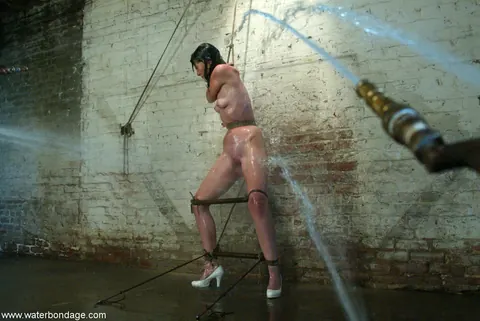 Gretchen Elvgren: Tattooed Brunette in Water Bondage with Restraints – photo 11 of 21