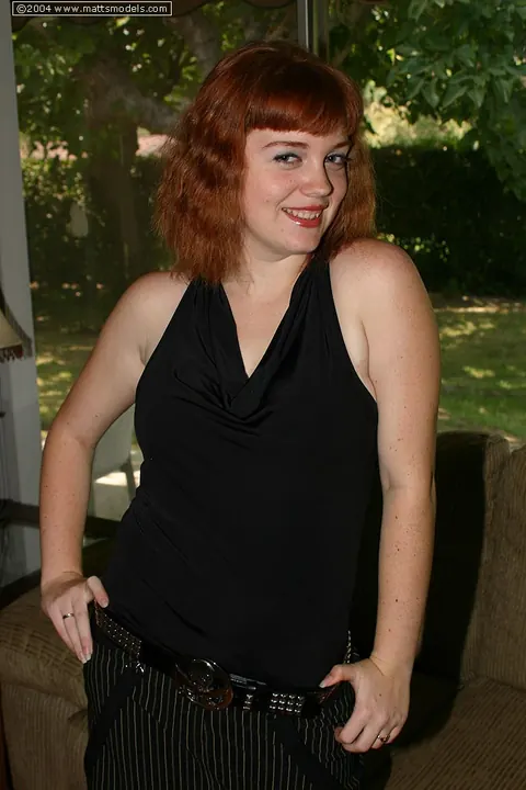 Redhead Cups Her Big Tits While Stripping Out of Her Lingerie – photo 2 of 16