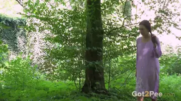Busty Brunette Pulls Her Labia Apart in the Forest