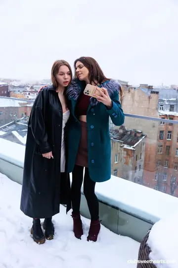 Sirena Milano – Two European Brunettes Kiss and Undress in Lesbian Gallery