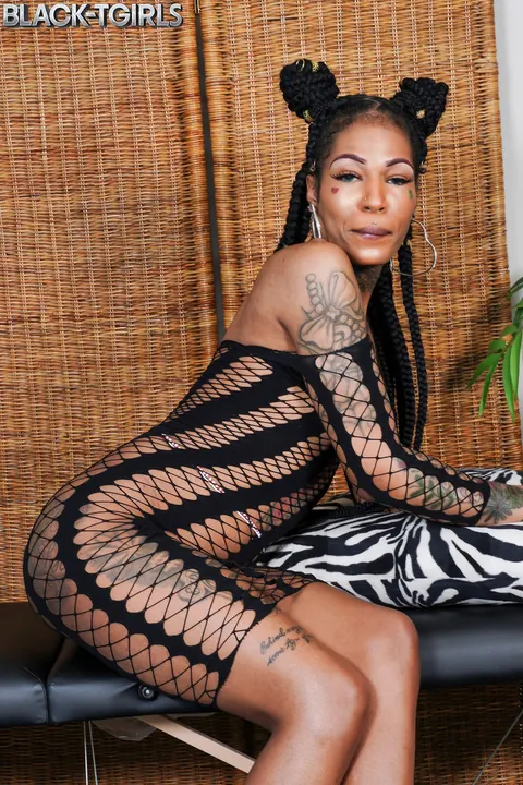 Ebony Trans Woman Strips Nude and Shows Off Her Hard Cock – photo 2 of 16