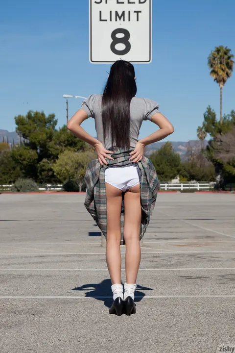 Megan Salinas: Slim Latina Brunette Flashes Her Big Tits and Spreads in Public – photo 1 of 11