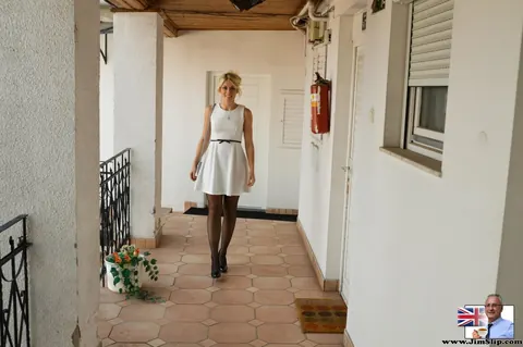 Sweet Cat: Thick Blonde Czech Woman Poses in Stockings Outdoors – photo 3 of 20