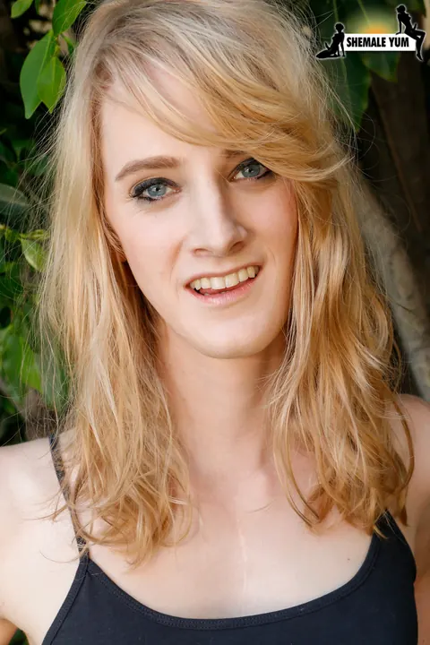 Busty Blonde Trans Woman Masturbates Nude Outdoors – photo 2 of 15