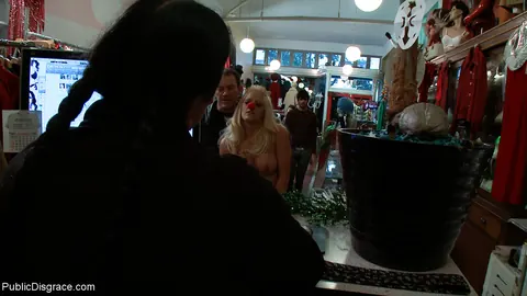 Holly Heart: Blonde with Enhanced Tits Sucks Cock in Public – photo 1 of 21