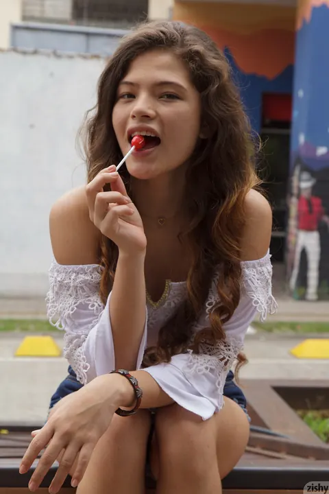 Skinny Brunette Pulls Shorts Aside and Spreads Her Pussy Outdoors – photo 6 of 13