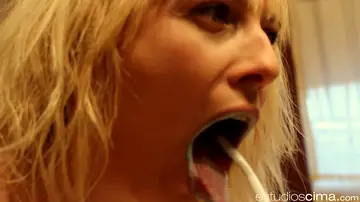 Viktoria Blonde – Hungarian MILF in Stockings Spreads and Works a Dildo