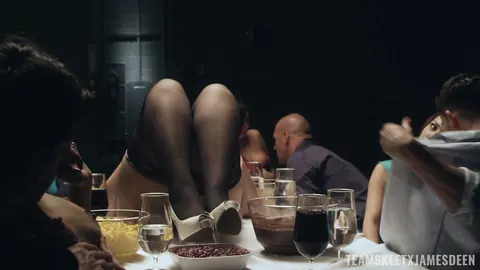 Harper Hughes: Curvy Latina in Stockings Spreads on the Table During Orgy – photo 4 of 21