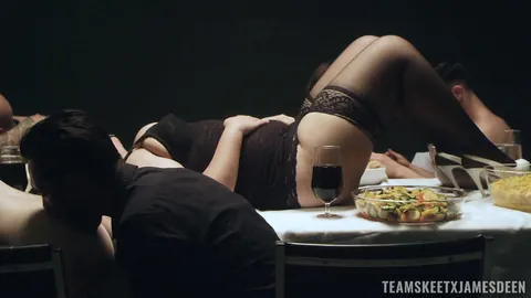 Harper Hughes: Curvy Latina in Stockings Spreads on the Table During Orgy – photo 6 of 21