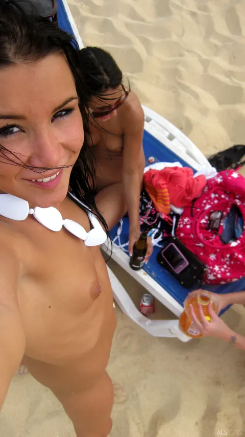 Amia Moretti: Skinny Blondes and Brunettes Undress and Spread on the Beach – photo 3 of 21
