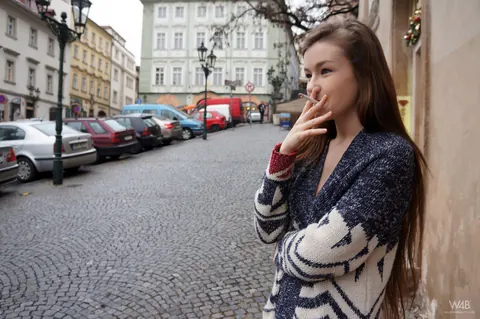Emily Bloom: Busty Brunette Strips Out of Her Panties and Spreads in Public – photo 19 of 20
