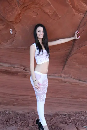 Petite Brunette Poses Nude Showing Her Small Tits and Tattoo