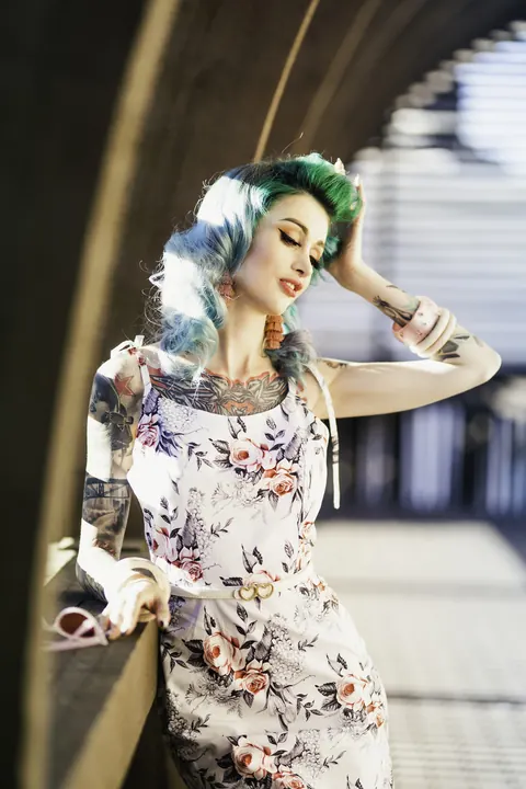 Skinny Tattooed Babe Poses in a Bikini and Costume – photo 20 of 20