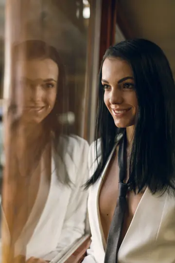 Slim Czech Lesbian Fingers and Licks Partner by a Mirror