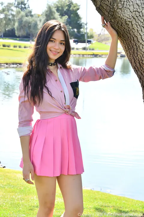Scarlett Alexis: Thick Asian Brunette with Big Tits Masturbates in Public – photo 1 of 15