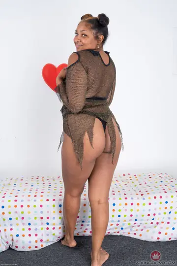Hairy Ebony Babe Undresses and Spreads Her Thick Ass and Pussy