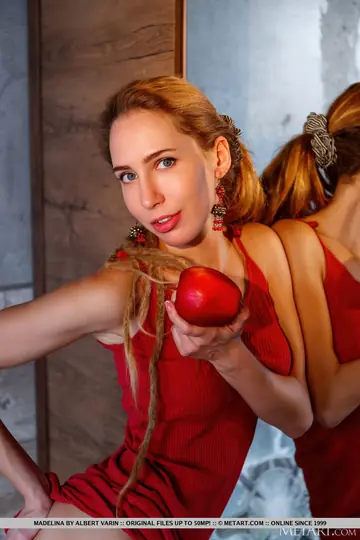 Redhead Strips Out of Her Dress and Shows Her Pussy