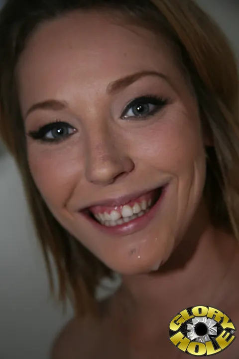 Nikki Mae: Blonde in Shorts Kneels for BBC Gloryhole Facial – photo 21 of 21