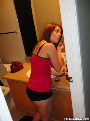 Tattooed Skinny Brunette Rides Cock in Selfie and Takes a Facial