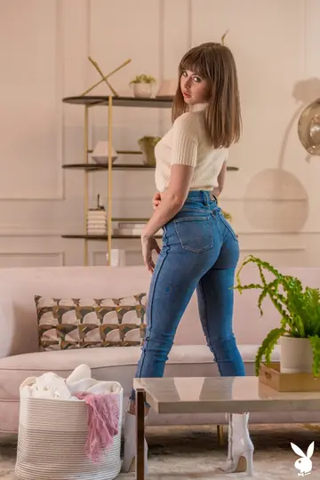 Tall Slim Brunette Strips and Shows Her Hairy Pussy