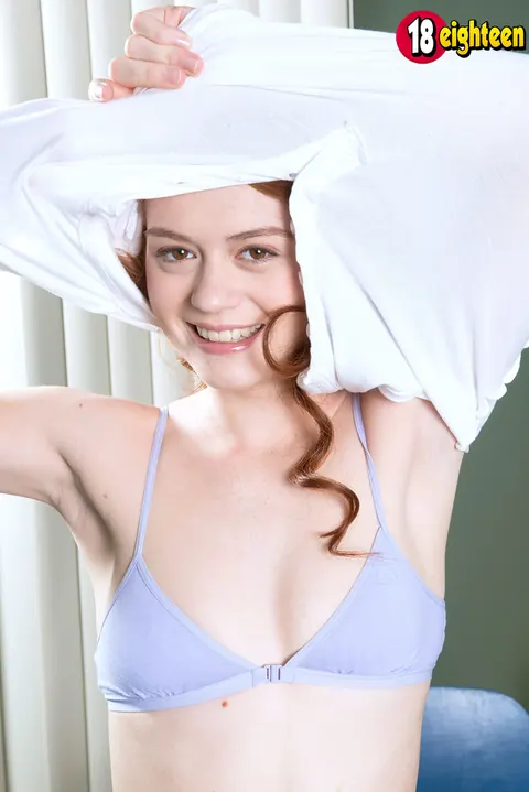 Alice Green: Redhead Strips Out of Her Uniform Skirt and Lingerie – photo 5 of 16