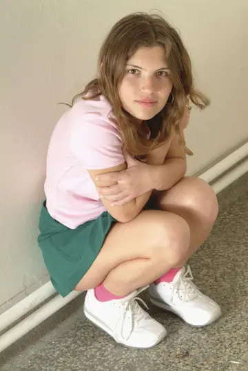 Brunette in Socks Fingers Herself and Uses a Toy