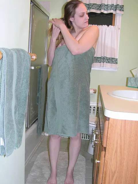 Blonde BBW Undresses and Shows Her Big Tits in the Bathroom – photo 1 of 21