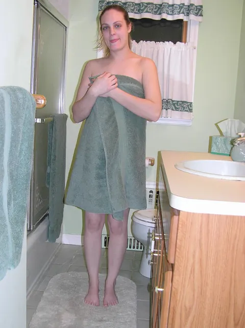 Blonde BBW Undresses and Shows Her Big Tits in the Bathroom – photo 2 of 21