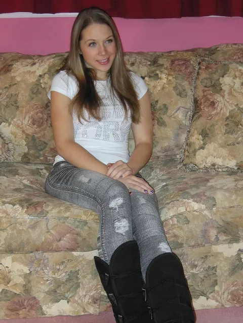 Blonde Strips Naked in Boots to Show Her Small Tits – photo 1 of 20