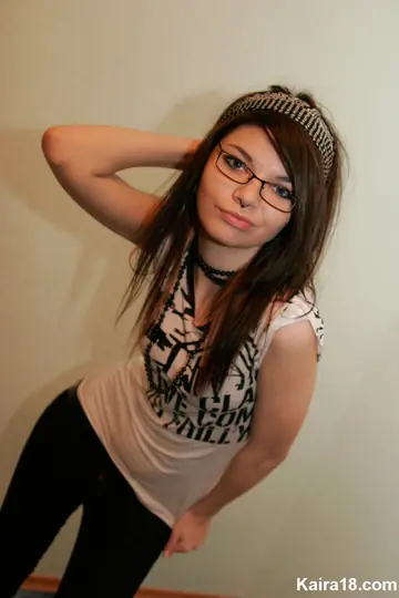Skinny Czech Brunette Takes Off Her Glasses While Undressing