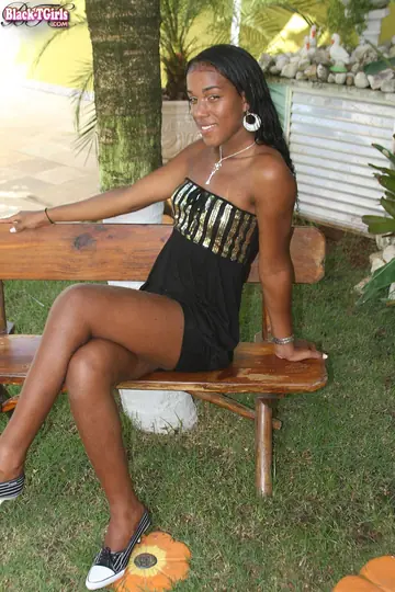 Curvy Ebony Trans Woman Plays with Anal Dildo Outdoors