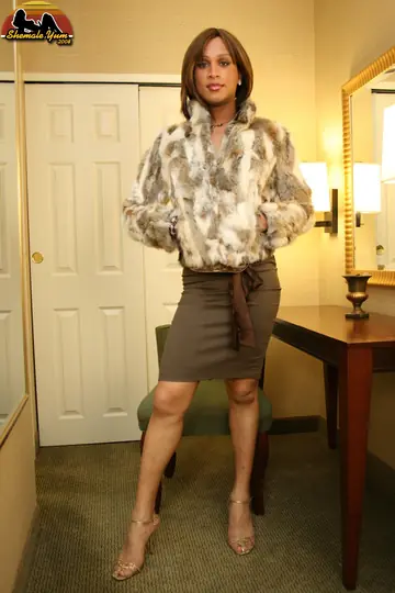 Trans Woman Undresses and Poses Nude Showing Cock and Ass