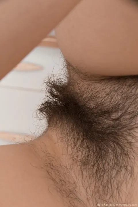 Slava Sanina: Thick Ukrainian Brunette Fingers Her Hairy Pussy in the Kitchen – photo 14 of 21
