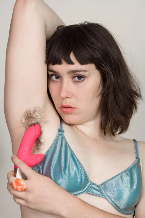 Pale Brunette Undresses and Toys Her Hairy Pussy – photo 5 of 18