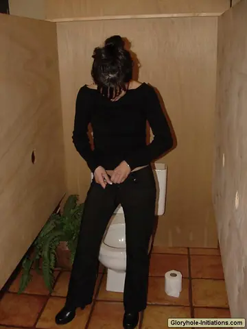 Brunette in Panties Sucks Cock at the Gloryhole