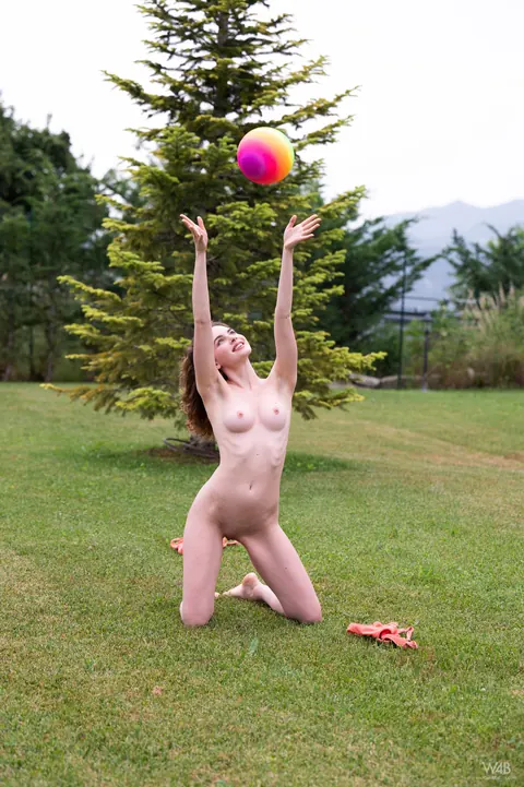 Guinevere Huney: Pale Petite Brunette Strips Out of Her Bikini Outdoors – photo 10 of 21
