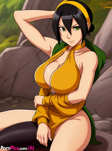 AI-Generated Busty Woman Kneels and Spreads Her Pussy on Grass – photo 11 of 11
